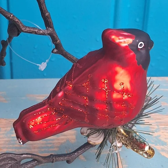 Vintage Bird Ornaments Mercury Glass Clip-On Red Birds Home Decor Christmas - Picture 4 of 16